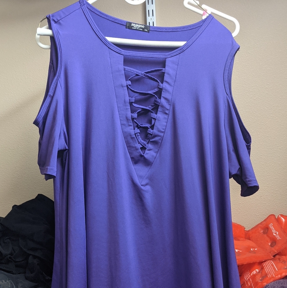 Purple Cold Shoulder Top